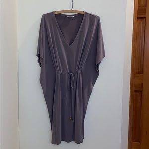 Calvin Klein tie waist drape dress tan